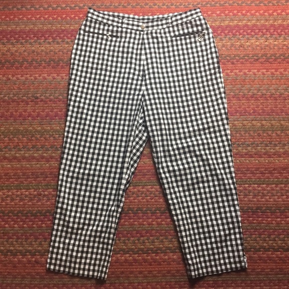 VINTAGE GINGHAM PLAID CROP PANTS - Picture 1 of 7